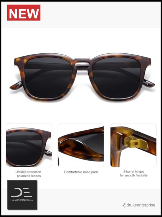 Polarized Sunglasses Vintage Square UV400 Protection Classic  display picture 1